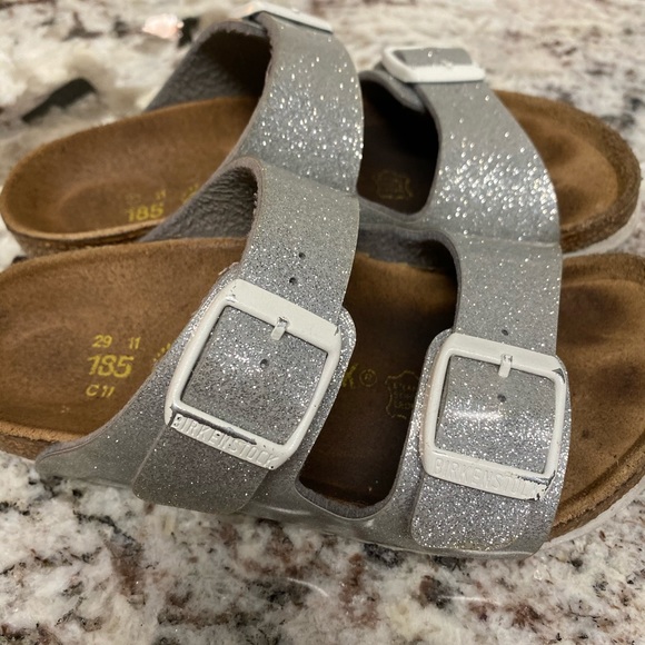 Birkenstock Shoes | Girls Birkenstocks Silver Glitter Sz 29 1 | Poshmark